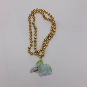 Gardens Of The Majestic Clear Lake Polystone Medallion Gold Mardi Gras Necklace